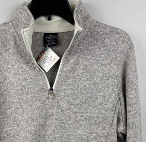 NWT Charles River Sweater Women Large Beige  1/4 Zip Pullover Monogram KAR New